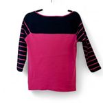 Ralph Lauren Vintage Lauren Navy & Pink Boatneck Cotton 3/4 Sleeve Shirt Size L Photo 4