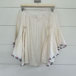 Altar'd State Altar’d State Women’s White Medium Linen Blend Tassel Strapless Blouse Photo 0