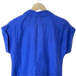 Reiss  Ruffled V-Neck Full Zipper Front Violet Blue Lightweight Blouse, Small Photo 4