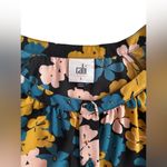 CAbi Favorite Blouse Buttons Balloon Sleeve Black Teal Pink Gold Flowers Large Photo 12