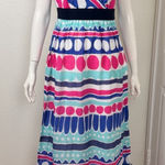 Vineyard Vines Carolina Stripe Maxi Dress Colorful Pattern V Neckline Size 6 D7 Photo 0
