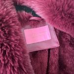 Azalea Wang Marbolo trench coat faux fur PU buttons shawl collar cuffs burgundy Red Size M Photo 8