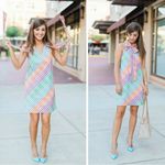 J.Crew Tie Neck Rainbow Gingham Dress Size 8 Plaid Preppy Bow Summer Photo 4