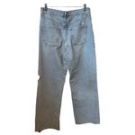 ZARA 90’s Full Length Wide Leg Light Wash Size 8 Ridged Cotton Raw Hem Jeans. Photo 4