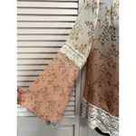 Taylor & Sage  Floral Chiffon Peach/Ivory Long Sleeve Tie Neck Blouse Size‎ M Photo 2