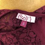 SO New  Womens Tank Top Burgundy w/ Lace-Trim size M Photo 5