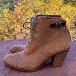 Lucky Brand  Size 8.5/38.5 ECHO Tan Brown Lace-Up Suede Leather Heeled Boots Photo 3