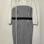 New York & Company 7th Avenue Dark Navy and White Striped Dress Size XL Photo 2