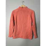 LL Bean Womens Sweater Medium Full Zip Cardigan Peach Mock Neck Cotton Outdoor Orange Photo 2