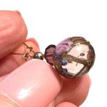 Unique Elegant Earrings Gold and Multicolored Beads Purple Photo 3