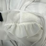 NBD X by  White Peplum Lace Trim Surplice Neck Blouson Sleeve Office Blouse Sz XS Photo 6