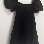 H&M  Black Mini Dress. Women’s Size XS. Belle Sleeves, Square Neckline. Raw Hem Photo 0