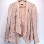Chico's Blush Peach Francesca Jacket Cardigan Open Flutter Front Lace Inlays Photo 1