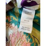 CAbi Green Pink Blue Floral 100% Silk Tunic Top Small Photo 6