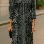 Rococo Sand Black & Silver Sheer Maxi Shirt Dress Size XS Photo 0