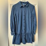 Draper James  Chambray Button Down Flounce Hem Shirt Dress Size 4 Photo 1