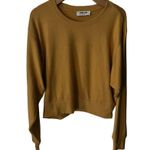 Double Zero Mustard Yellow Crew Neck Cropped Jersey Knit Sweater Top Large NEW Photo 1