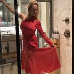 Alexis Jovanna Red One Shoulder Neckline Asymmetrical Hemline Gown Dress XL Photo 14