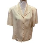 Ship N’ Shore 1970’s NWOT Pale Yellow Button Down Embroidered Short Sleeve RARE Size 16 Photo 3