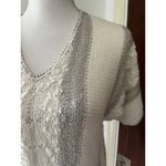 NWT Right Fashion White Crochet Knit V Neck Short Sleeve Vintage Sweater Small Photo 3