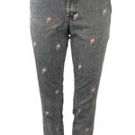 BLANK NYC Black Madison Floral Embroidered Crop Straight Denim Jeans Size 25 Photo 0