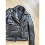 AllSaints Delaney Slim Fit Puffer Leather Biker Jacket black Sz UK8 US 4 WARM Photo 7