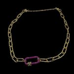 Alexa Rae Bar Melanie Clara Necklace Purple Gold Rhinestone Stackable Magnetic Photo 3