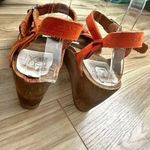 MAGUBA SWEDEN | Rio Dark Orange Clogs Wood Heel Suede Upper | Size 40 9 9.5 Brown Photo 3