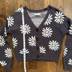 Hollister  Daisy Cardigan Sweater Womens‎ XXS Button Front Dark Gray Knit Floral Photo 4