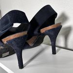Luna Pedro Garcia  Navy Suede Cut Out Peep Toe Platform Heels Size 39 / 8.5 Photo 6