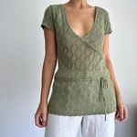 Vintage Crochet Cottagecore Top Olive Green‎ Green Size M Photo 1