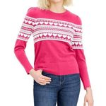Tommy Hilfiger  80s Style Hot Pink Puff Sleeve Heart Sweater Long Sleeve - Small Photo 0