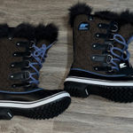 Sorel  Blue  and Brown Fur-Trimmed Boots Sz 6 nwt Photo 0