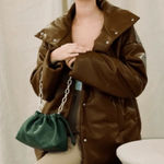 Jules Kae Brea pouch vegan leather in sapphire blue mini Bag with gold chain NEW Photo 0