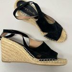 Bettye Muller  Black Suede Leather Espadrille Wedge Sandals Womens 8.5 Strappy Photo 0