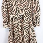 Untuckit for Her Elise Shirt Dress Stretch Cotton Safari Print Zebra Tan Size 6 Photo 9