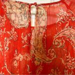 ZARA Red Paisley Print Mini Dress Long Sleeve Smocked Waist Casual Medium Photo 6