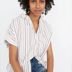 Madewell  Slightly Oversized Cotton Central Shirt in Sadie‎ Stripe Multistripe XS Photo 0