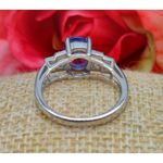 Sterling Silver Cocktail Ring FAS 925 Size 7 Baguette CZ & Blue Center Stone Photo 4