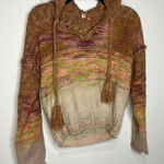 Pilcro multi colored boho pullover sweater with hood women's size small trendy Photo 0