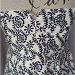 J.Crew  Strapless Floral Print Mini Dress Cream and Blue Size 2 Photo 13