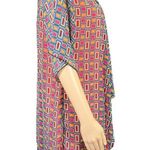 LuLaRoe Womens Kimono Shawl Shrug Wrap Sheer Geo Print Fringe Trimmed Small Photo 2