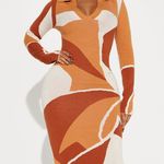 Rust Neutral Combo Sweater Dress Multiple Size L Photo 0