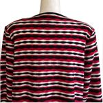 Toula Cardigan Sweater Black Red White Ruched 3/4 Sleeve Open Front Large Photo 4