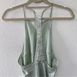 Free People NWT Sunset Shimmer Satin Midi Slipdress - Light Green Photo 4