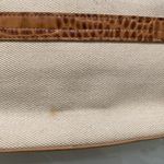 Antonio Melani Beige Canvas Brown Crocodile Print Leather Shoulder Y2K Bag Purse Photo 4