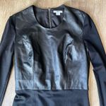Helmut Lang  Black Faux Leather & Jersey Long Sleeve Bodycon Dress Size Large Photo 1