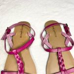 Mossimo Pink Braided Faux Leather Flat Sandals with Teal Blue Sole Size 6 Photo 3