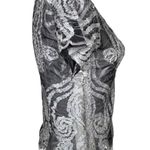 Hugging Kisses Women's Mesh Crinkle Mesh Sheer Abract Print Shirt M Gray Size M Photo 2