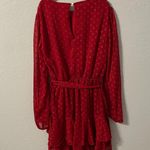 City Studios Macy’s City Studio Ruffled Fit and Flare Red Dotted Dress Photo 2